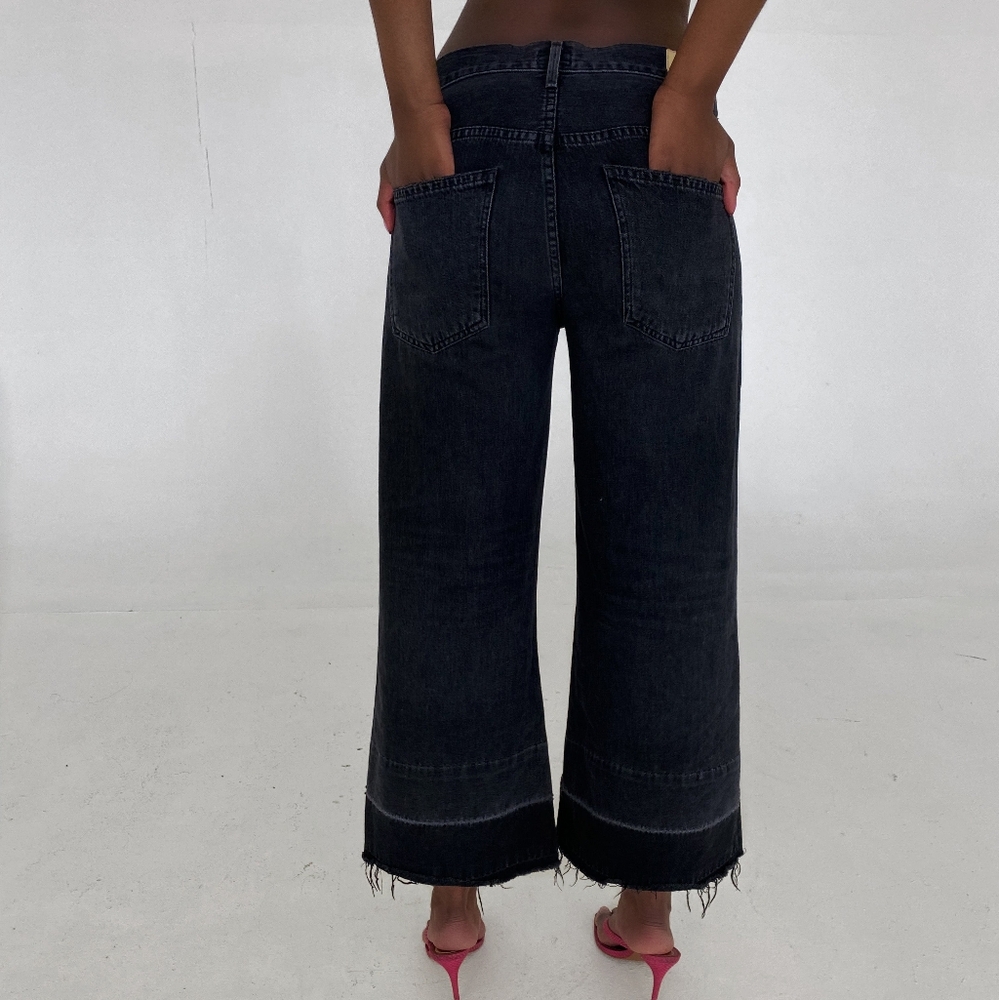 Citizens of Humanity Melanie High Rise Crop in Black Hawk Wide Leg